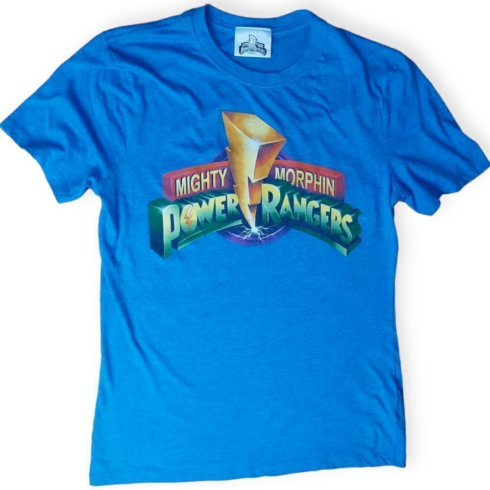 ⚡ Power Rangers Graphic Tee – Faded Blue | Size Small | 100% Cotton ✨